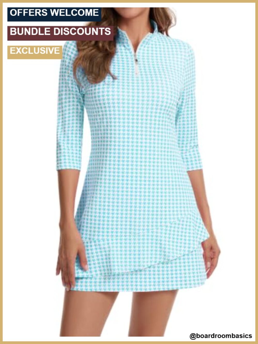 Viracy 3/4 Sleeve Golf Dress with Shorts Two Piece SPF Athletic Tennis Dress